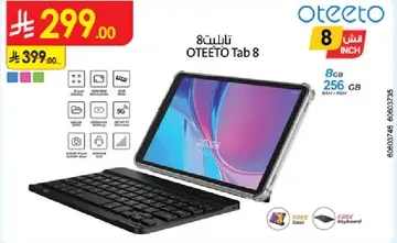 OTEETO Tab 8 with 8GB RAM and 256GB storage.