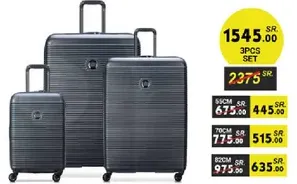 3 pieces set of luggage with a sleek design.