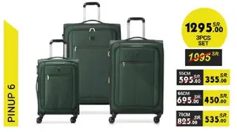 3-piece luggage set in green color.