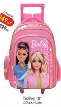 Trolley bag featuring Barbie design, perfect for kids.