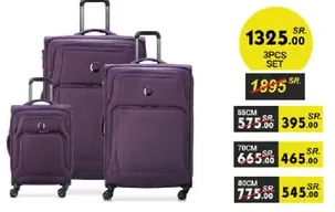 3 pieces luggage set in purple color.