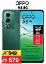 Oppo A5 5G with 6 GB RAM and 128 GB storage.