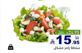 Mixed salad with tomatoes, cucumbers, and cheese.