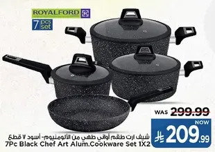 7Pc Black Chef Art Alum. Cookware Set