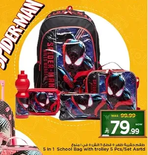 5 In 1 School Bag with trolley 5 Pcs/Set Asrt
