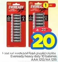 Eveready heavy duty 10 batteries AAA 1212/AA 1215