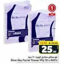 Blue Sky Facial Tissue 1Ply 10 x 600's