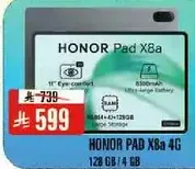 HONOR Pad X8a 4G with 128 GB storage and 4 GB RAM.