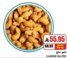 Salted cashew nuts.