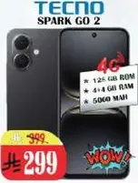 TECNO SPARK GO 2 with 126 GB ROM, 4+4 GB RAM, and 5060 mAh battery.