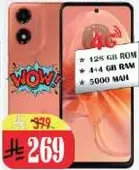 Smartphone with 125 GB ROM, 4 GB RAM, and 5000 mAh battery.