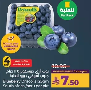 Blueberry Driscolls 125g from South Africa / Peru per pack.