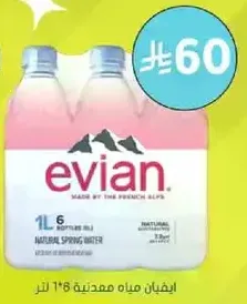 Evian Natural Spring Water 1L 6 Bottles