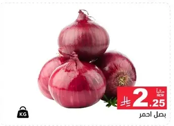 بصل احمر، طازج وجديد.