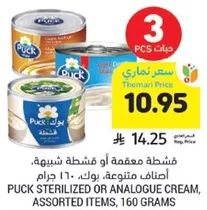 PUCK STERILIZED OR ANALOGUE CREAM, ASSORTED ITEMS, 160 GRAMS