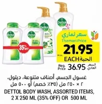 Dettol Body Wash, assorted items, 2 x 250 ml (35% off) or 500 ml.