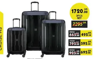 Cruise HS 3pcs set of luggage in black color.