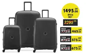 3 pieces luggage set in black color.