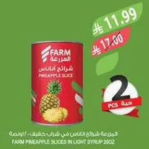 Farm pineapple slices in light syrup.