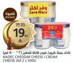 Nadec Cheddar Cheese / Cream Cheese Jar 2 x 500g