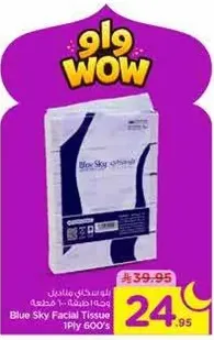 Blue Sky Facial Tissue 1Ply 600's