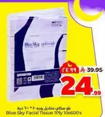 Blue Sky Facial Tissue 1Ply 10x600's
