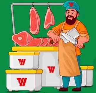A butcher preparing fresh meat.