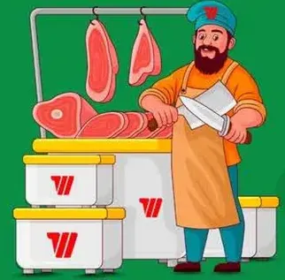 A butcher preparing fresh meat.