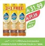 Johnson Pledge Furniture Polish 2+1 FREE 300ML