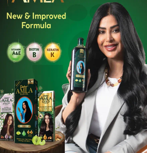 Dabur Amla Hair Oil with new and improved formula enriched with Vitamin A & E, Biotin, and Keratin.