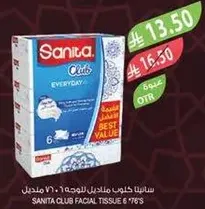 SANITA CLUB FACIAL TISSUE 6 * 76'S