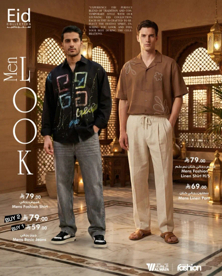 قميص لينين للرجال وجينز اساسي للرجال.