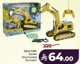 Remote-controlled alloy tracked excavator.