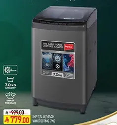 غساله ملابس تحميل علوي من امباكت بسعه 7 كجم و4 برامج غسيل.