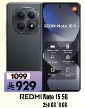 REDMI Note 15 5G with 256 GB storage and 8 GB RAM.