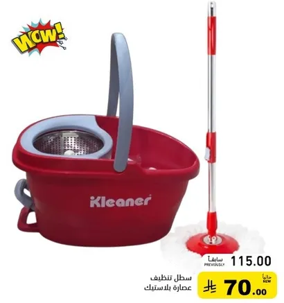 Cleaning bucket with a mop.