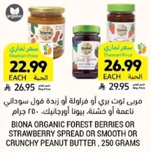 مربي توت بري او فراوله او زبده فول سوداني ناعمه او خشنه، بيوتنا اورجانيك، 250 جرام.