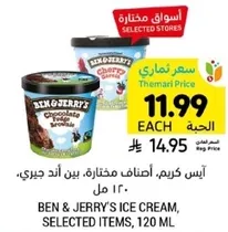 ايس كريم، اصناف مختاره، بين اند جيري، 120 مل.