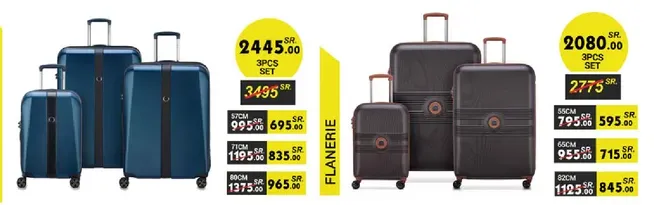 3 pieces luggage set with various sizes.