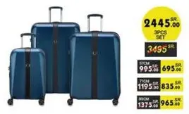 3 pieces luggage set in blue color.