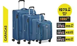 Caracas 3 pieces set of luggage in blue color.
