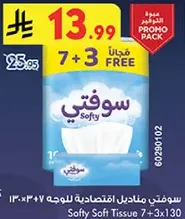 Softy Soft Tissue 7+3 Free, 130 sheets per pack.