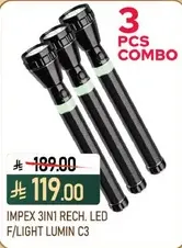 IMPEX 3IN1 RECH. LED F/LIGHT LUMIN C3