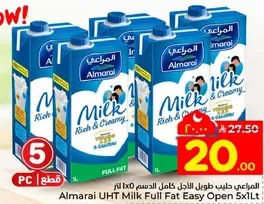 Almarai UHT Milk Full Fat Easy Open 5x1L