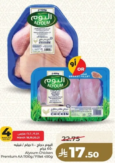 Alyoum Chicken Premium AA 1100g / Fillet 450g