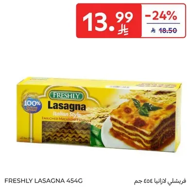 FRESHLY Lasagna Italian Style, enriched macaroni product.