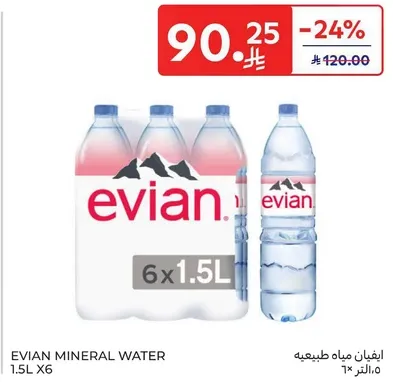 Evian Mineral Water 1.5L x6