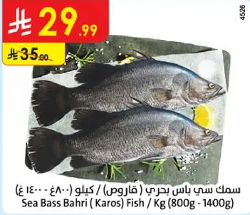 Sea Bass Bahri (Karos) Fish / Kg (800g - 1400g)