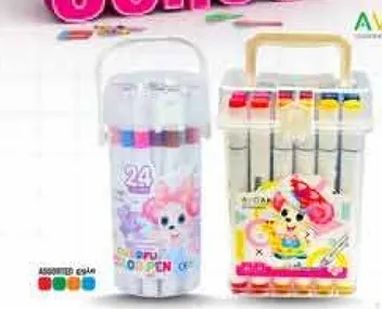 Colorful marker set with 24 assorted colors, perfect for art and craft projects.