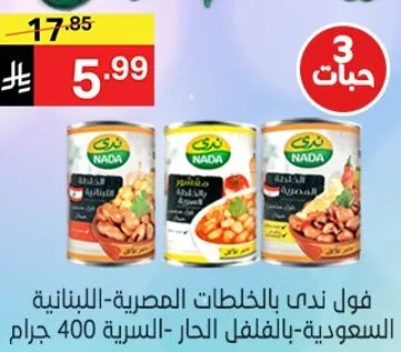 Nada canned beans with a mix of Lebanese and Saudi flavors - spicy variety, 400 grams.